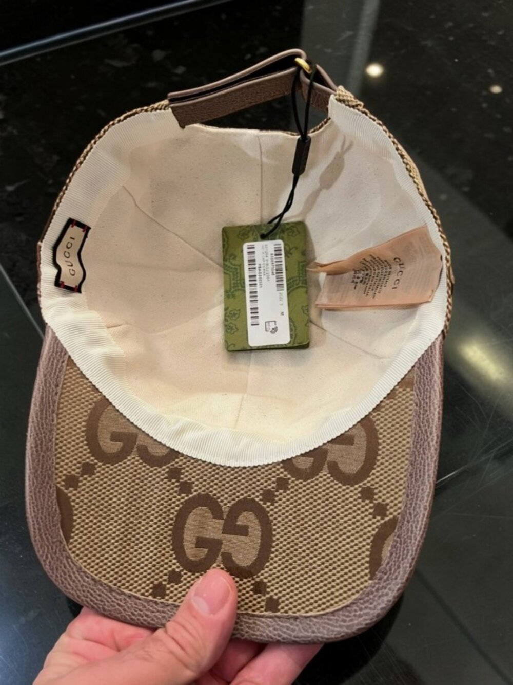 Beige GUCCI Jumbo GG Baseball Cap / Canvas Monogram Hat W/ Dust Bag Size M - Picture 4 of 6